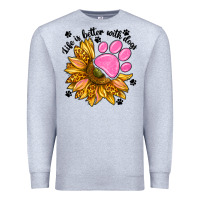 Heather Grey life is better with dogs Premium Sweatshirt - NancyCooperArtShop