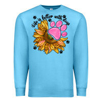 Ocean Blue life is better with dogs Premium Sweatshirt - NancyCooperArtShop