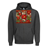 Charcoal Heather red flower and cactus with cowhide and aztec Zipper Hoodie - Artiststas