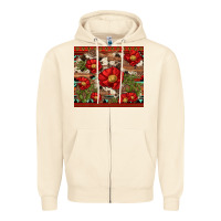 Sandshell red flower and cactus with cowhide and aztec Zipper Hoodie - Artiststas