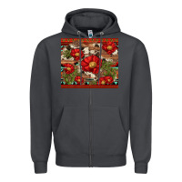 Smoke red flower and cactus with cowhide and aztec Zipper Hoodie - Artiststas