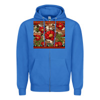 True Royal red flower and cactus with cowhide and aztec Zipper Hoodie - Artiststas