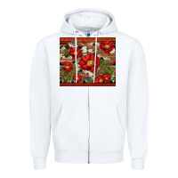 White red flower and cactus with cowhide and aztec Zipper Hoodie - Artiststas