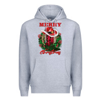 Heather Grey merry christmas boots hat rope Premium Hoodie - AdoDesignShop
