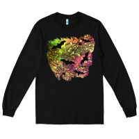 Black bat halloween patch Long Sleeve Tee - BundleAndBundleShop