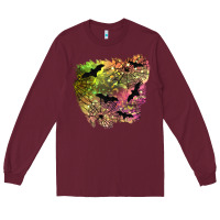 Burgundy bat halloween patch Long Sleeve Tee - BundleAndBundleShop