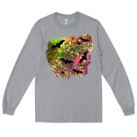 Heather Grey bat halloween patch Long Sleeve Tee - BundleAndBundleShop
