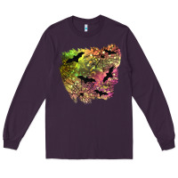 Plum bat halloween patch Long Sleeve Tee - BundleAndBundleShop