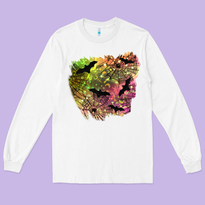Bat Halloween Patch Long Sleeve Tee Designed By Bundleandbundleshop