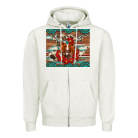 Oatmeal Heather longhorn with gemstone Zipper Hoodie - Artiststas