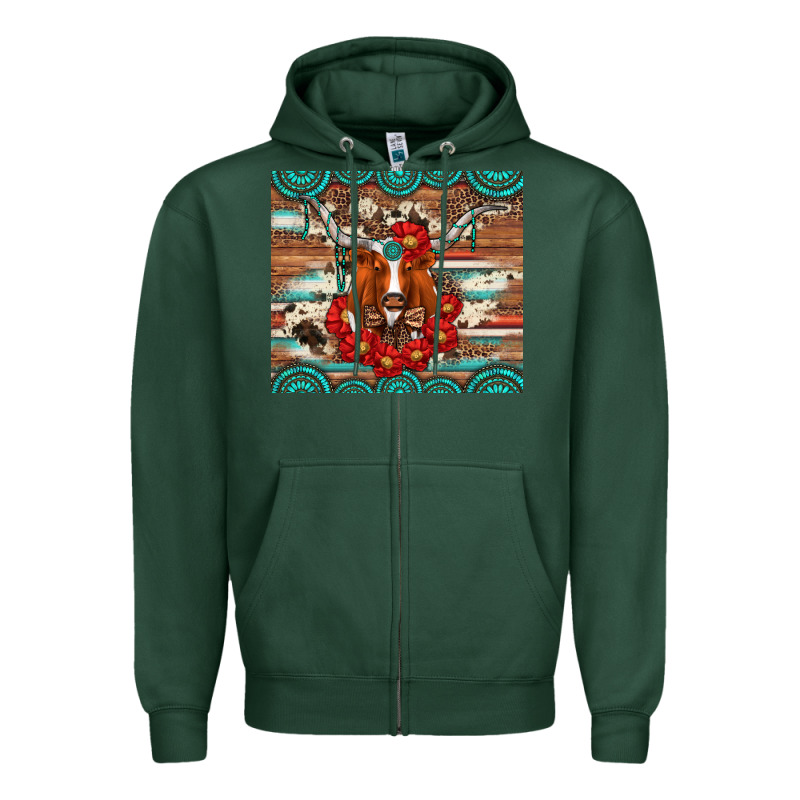 Longhorn With Gemstone Zipper Hoodie by Artiststas | Teevron
