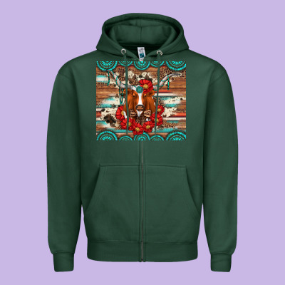 Longhorn With Gemstone Zipper Hoodie Designed By Artiststas