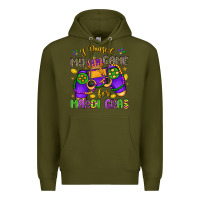 Army Green i paused my game for mardi gras Premium Hoodie - LillyAllenDesigns