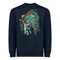 Navy indian feather headdress with western  patterns Heavyweight Sweatshirt - RanaPortraitStore
