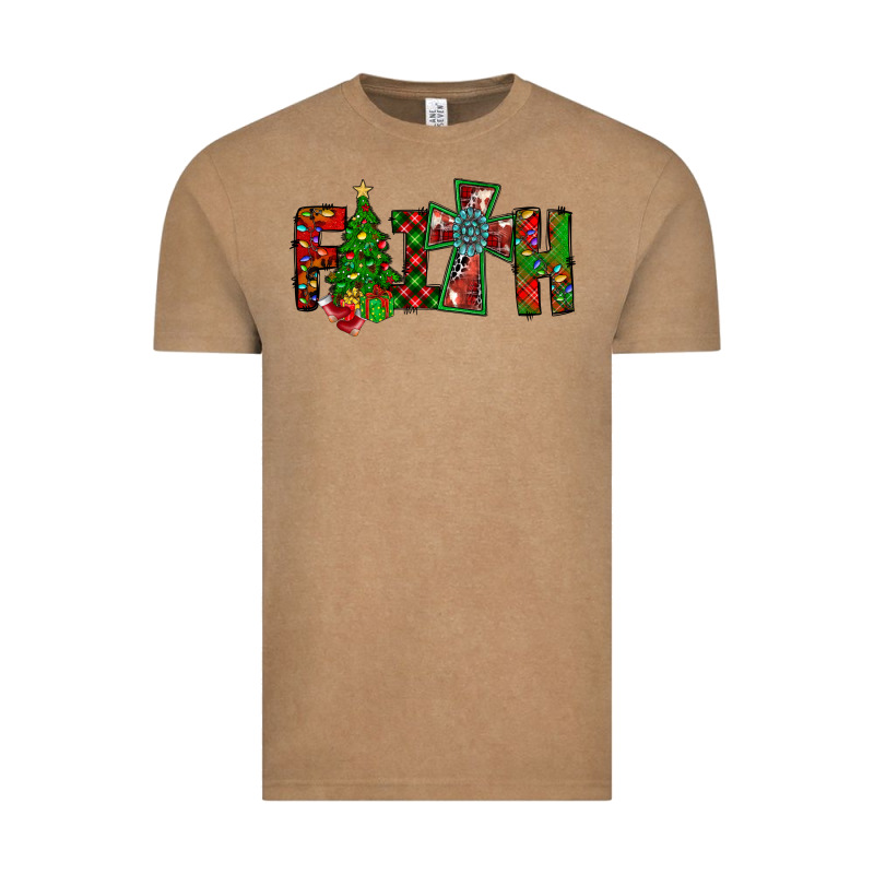 Christmas Faith With Cross Vintage Tee by CowhideDigitalArt | Teevron