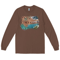 Chestnut Leopard Wood Cowhide Pattern Mixed Western Frame Long Sleeve Tee - Bettercallsaul