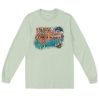 Matcha Leopard Wood Cowhide Pattern Mixed Western Frame Long Sleeve Tee - Bettercallsaul