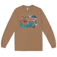 Toasted Coconut Leopard Wood Cowhide Pattern Mixed Western Frame Long Sleeve Tee - Bettercallsaul