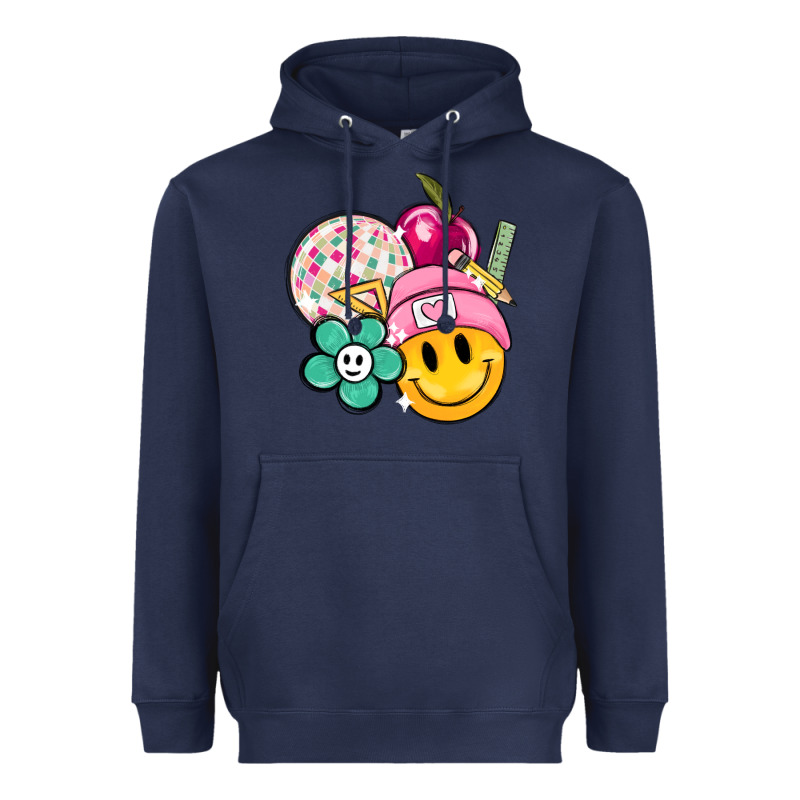 Smiley Face And School Elementary Heavyweight Hoodie by MaliasSmallBusiness | Teevron