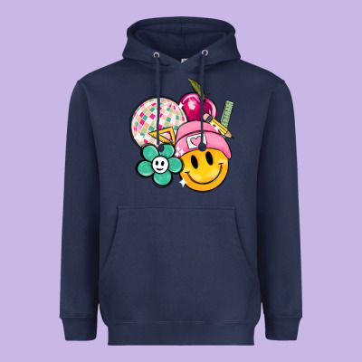 Smiley Face And School Elementary Heavyweight Hoodie Designed By Maliassmallbusiness