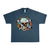 Midnight Navy Halloween Skeleton Urban Heavy Tee - CowhideDigitalArt