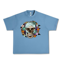 Pebble Blue Halloween Skeleton Urban Heavy Tee - CowhideDigitalArt