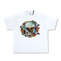 White Halloween Skeleton Urban Heavy Tee - CowhideDigitalArt