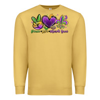 Antique Gold peace love mardi gras Premium Sweatshirt - MaliasSmallBusiness