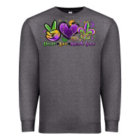 Charcoal Heather peace love mardi gras Premium Sweatshirt - MaliasSmallBusiness