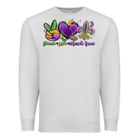 Dove Grey peace love mardi gras Premium Sweatshirt - MaliasSmallBusiness