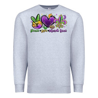 Heather Grey peace love mardi gras Premium Sweatshirt - MaliasSmallBusiness