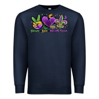 Navy peace love mardi gras Premium Sweatshirt - MaliasSmallBusiness