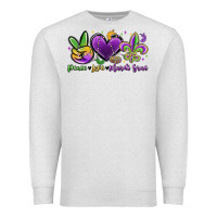 Oatmeal Heather peace love mardi gras Premium Sweatshirt - MaliasSmallBusiness