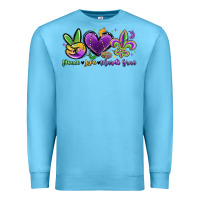 Ocean Blue peace love mardi gras Premium Sweatshirt - MaliasSmallBusiness