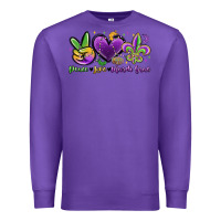Purple peace love mardi gras Premium Sweatshirt - MaliasSmallBusiness