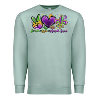 Seafoam peace love mardi gras Premium Sweatshirt - MaliasSmallBusiness