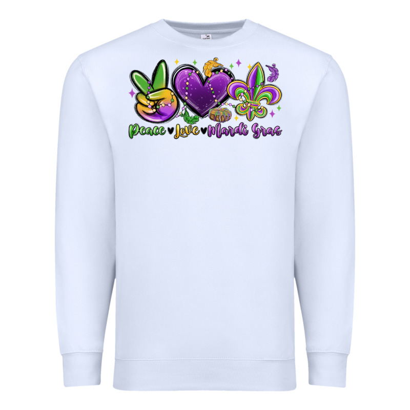 Peace Love Mardi Gras Premium Sweatshirt by MaliasSmallBusiness | Teevron