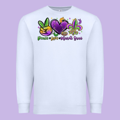 Peace Love Mardi Gras Premium Sweatshirt Designed By Maliassmallbusiness