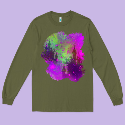 Castle Halloween Patch Long Sleeve Tee Designed By Bundleandbundleshop