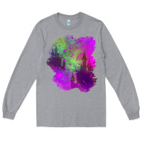 Heather Grey castle halloween patch Long Sleeve Tee - BundleAndBundleShop