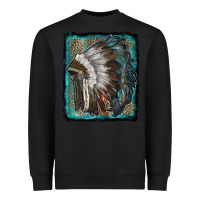 Black indian feather headdress with leopard background Heavyweight Sweatshirt - RanaPortraitStore