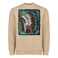 Mushroom indian feather headdress with leopard background Heavyweight Sweatshirt - RanaPortraitStore