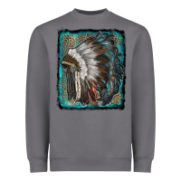 Storm indian feather headdress with leopard background Heavyweight Sweatshirt - RanaPortraitStore