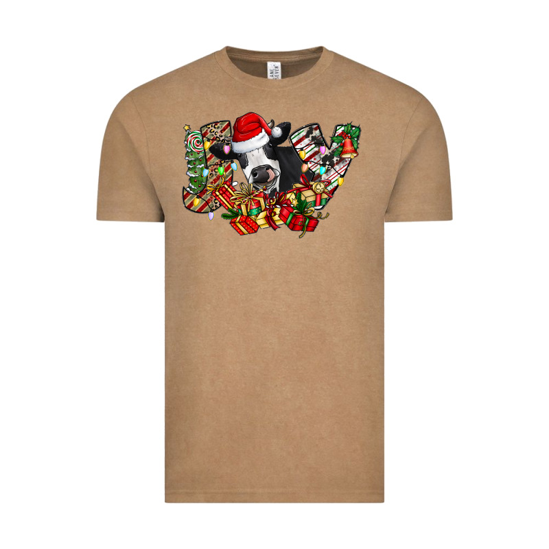 Christmas Joy Cow Vintage Tee by CowhideDigitalArt | Teevron