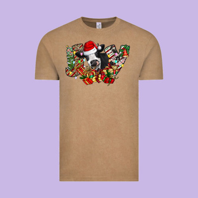 Christmas Joy Cow Vintage Tee Designed By Cowhidedigitalart