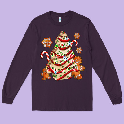 Christmas Tree Cake And Cookies Ado Long Sleeve Tee Designed By Adodesignshop