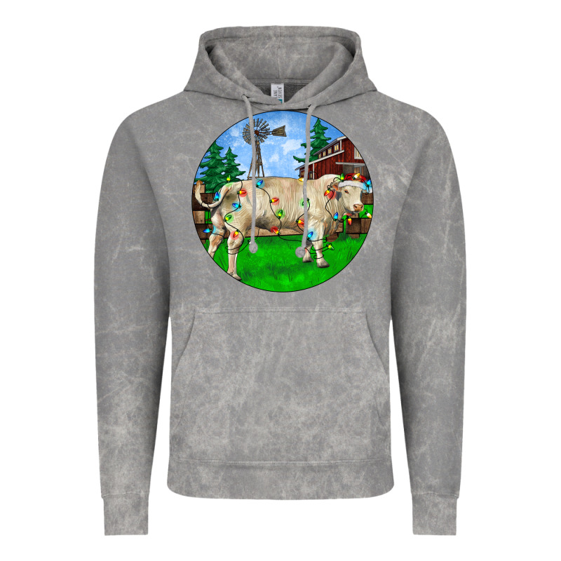 Christmas Charolais Bull And Barnyard Vintage Hoodie by RanaPortraitStore | Teevron