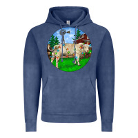 Vintage Denim christmas charolais bull and barnyard Vintage Hoodie - RanaPortraitStore