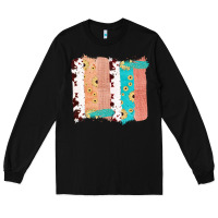 Black Western Cowhide Sunflower Jute Glitter Farm Life Brush Stroke Long Sleeve Tee - Bettercallsaul