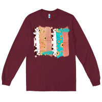 Burgundy Western Cowhide Sunflower Jute Glitter Farm Life Brush Stroke Long Sleeve Tee - Bettercallsaul